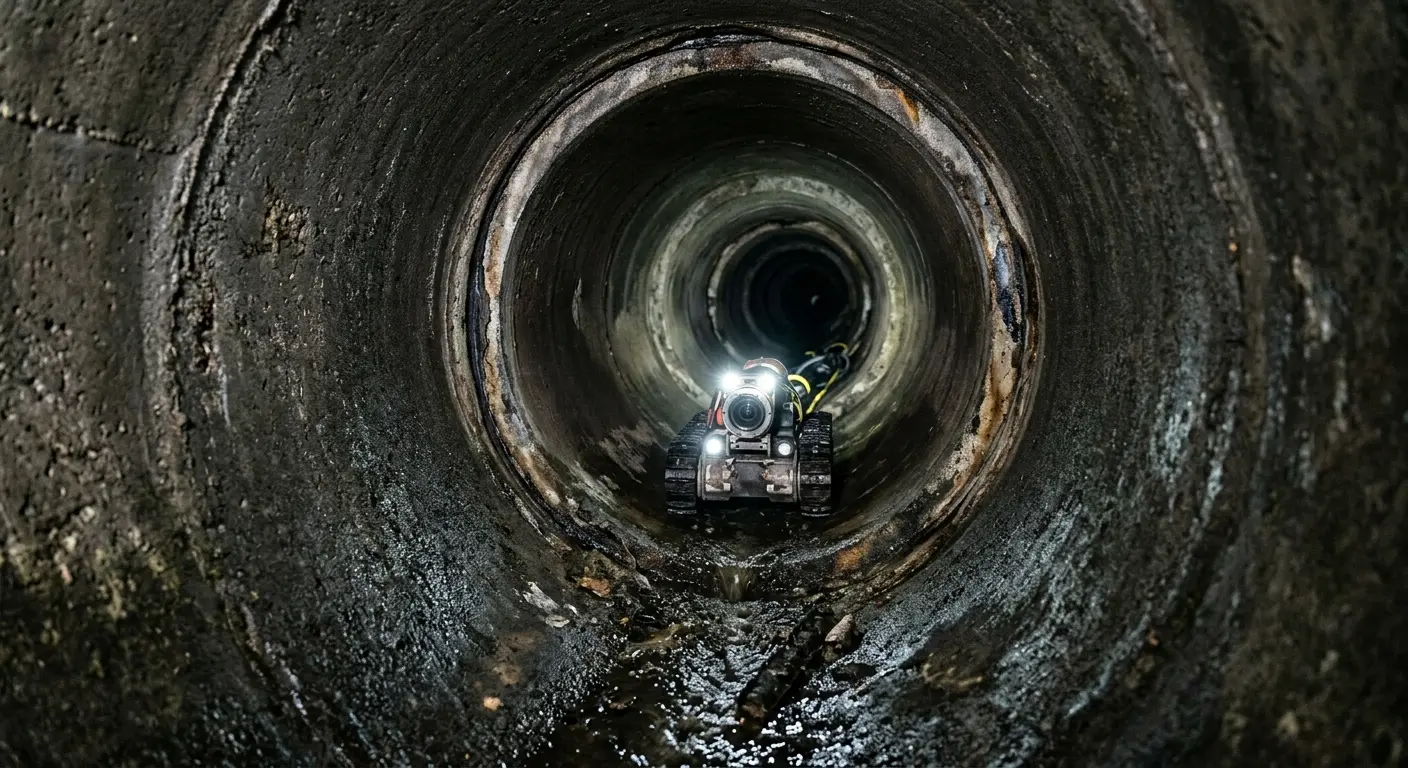 Robotic sewer camera inspecting pipe interior for Sewer Line Repair in Baldwin Park